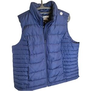 Lands' End Women's‎ Puffer quilted Vest Blue full zip pockets Size L 14-16